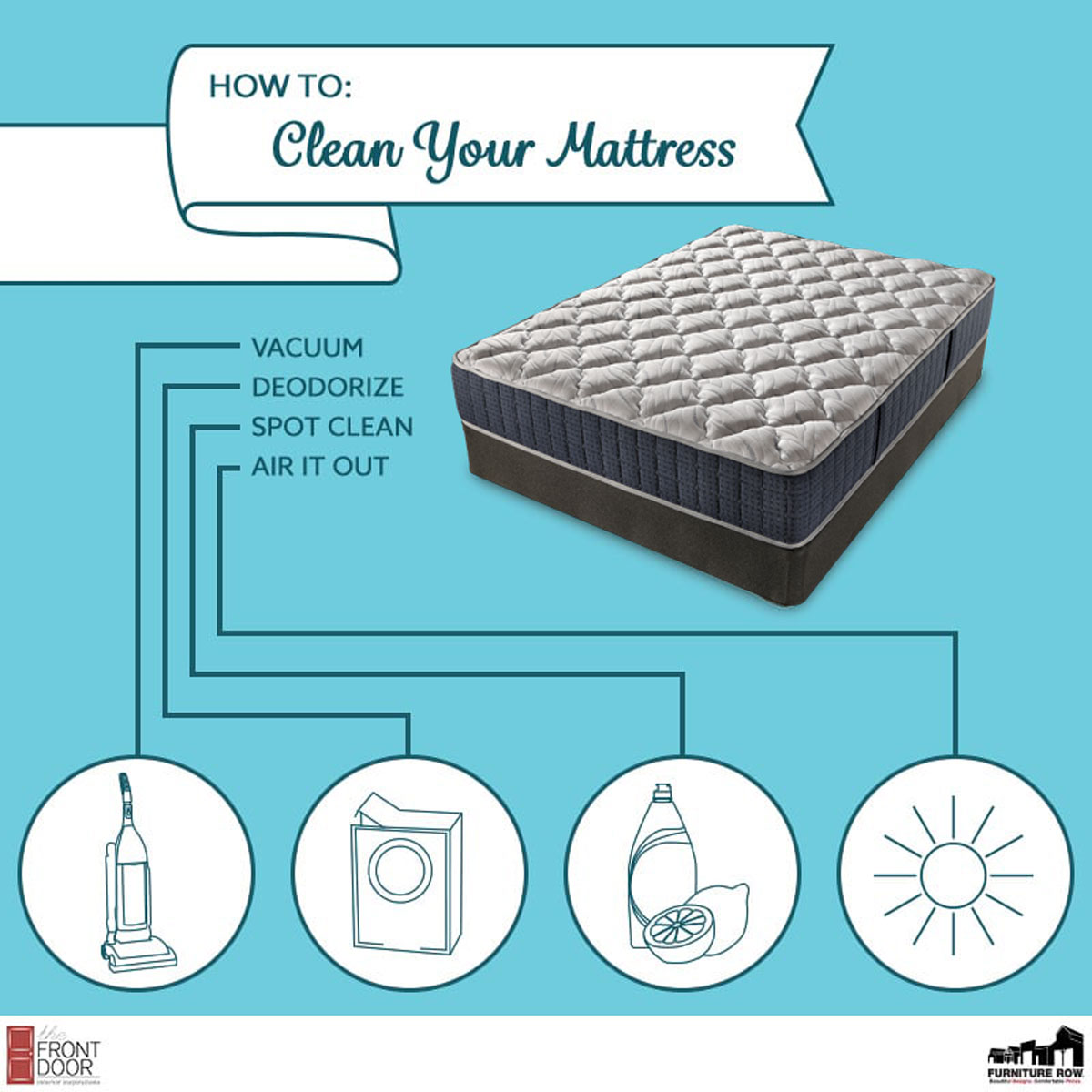 How to Clean Your Mattress.  Vacuum, Deodorize, Spot Clean, Air it Out. 