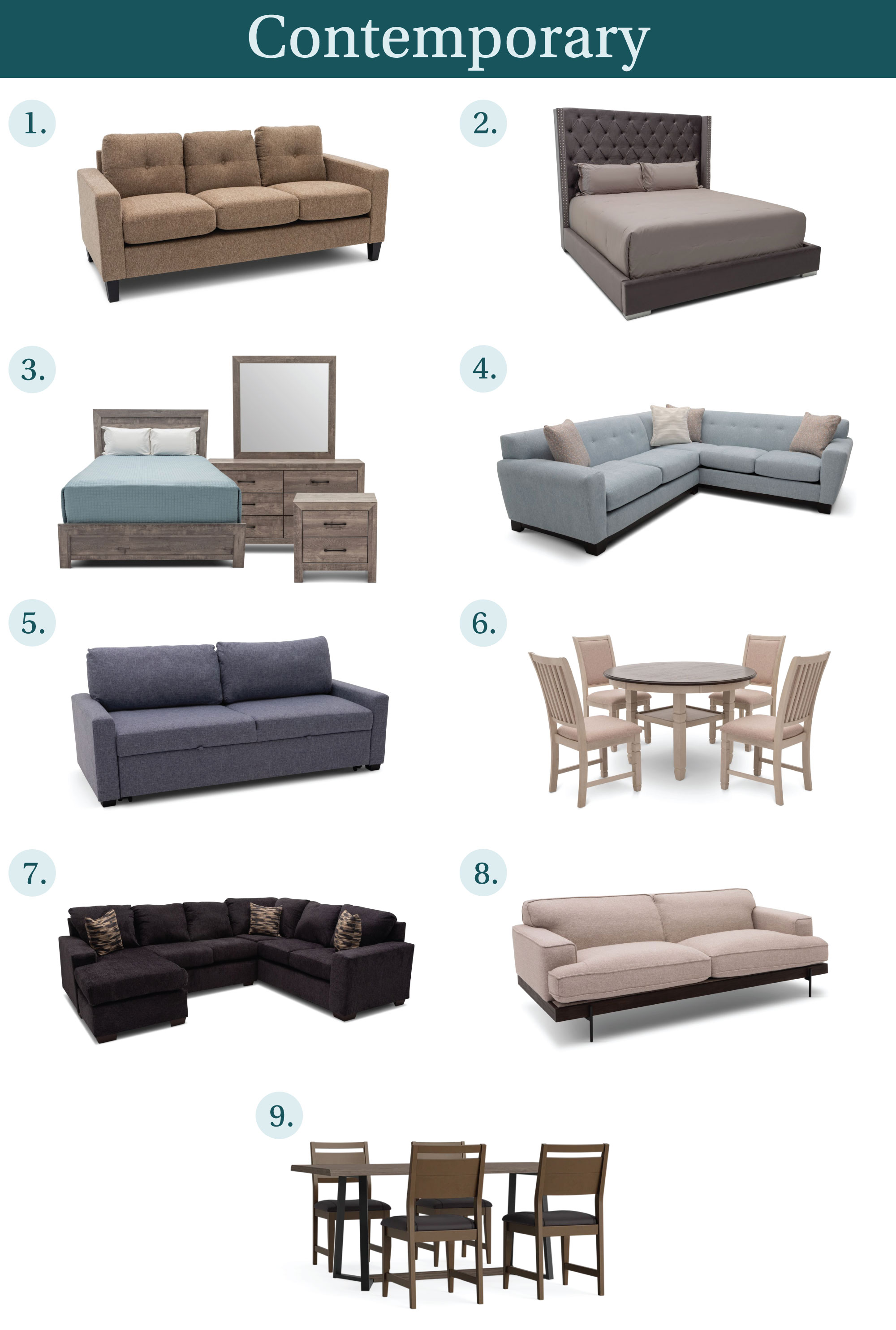 Collage of contemporary Products at Furniture Row