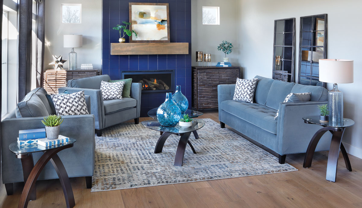 Grey-ish Blue microvelvet sofa set