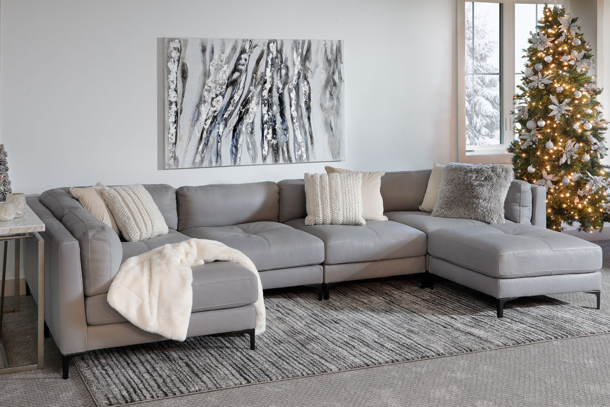 Light Gray Leather Sectional